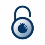 Blue padlock with Blubrry logo in the center