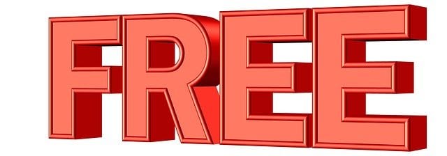 Large red block letters that spell out FREE