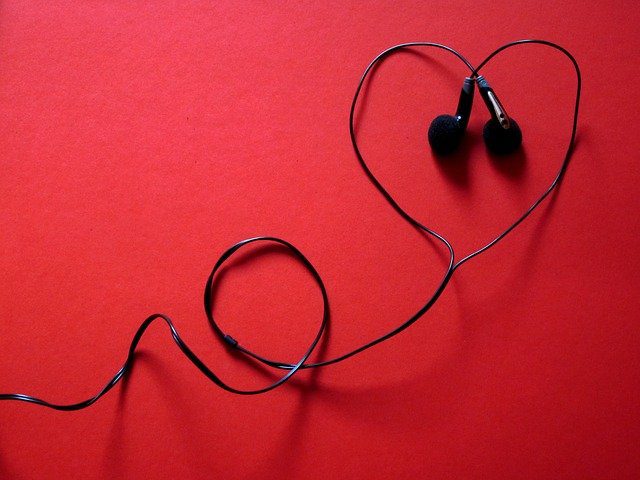 Headphones in the shape of a heart