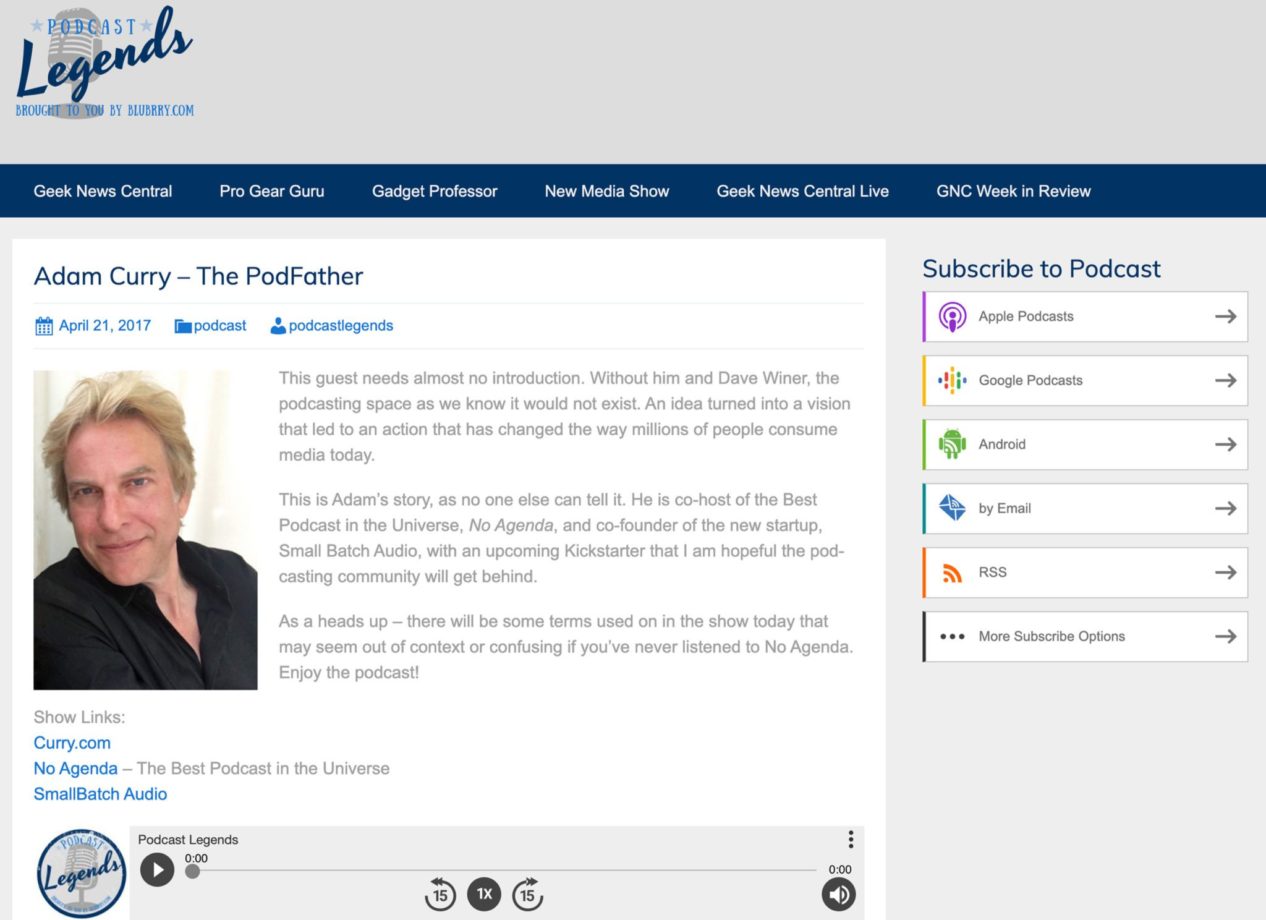 An example of Blubrry's Wordpress website page, free with their hosting plan.