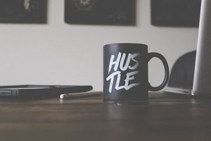 Hustle on coffee mug